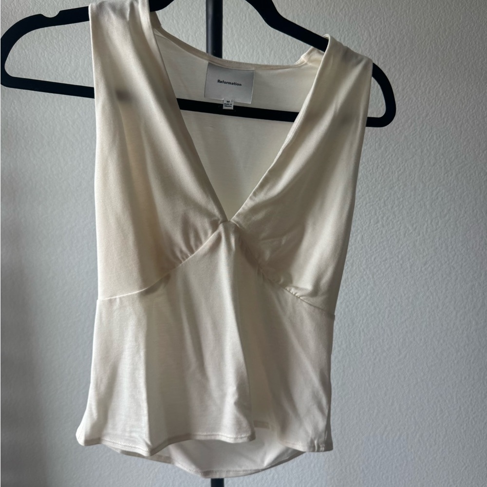 Reformation Bowie Knit Top in Fior Di Latte